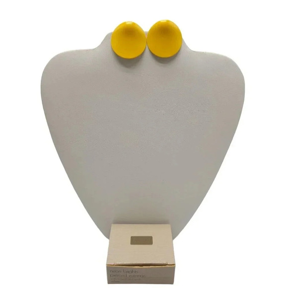 Avon Vintage 1986 Neon Brights Pierced Earrings Yellow Surgical Steel Posts - Picture 1 of 6